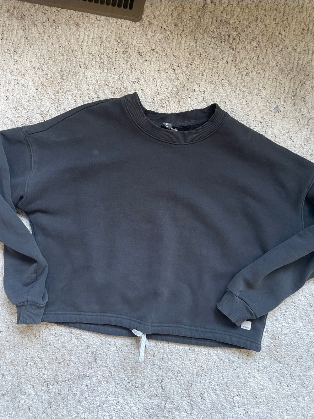 Vuori Restore Black Cropped Crewneck Sweatshirt with Drawstring Hem - Picture 8 of 8